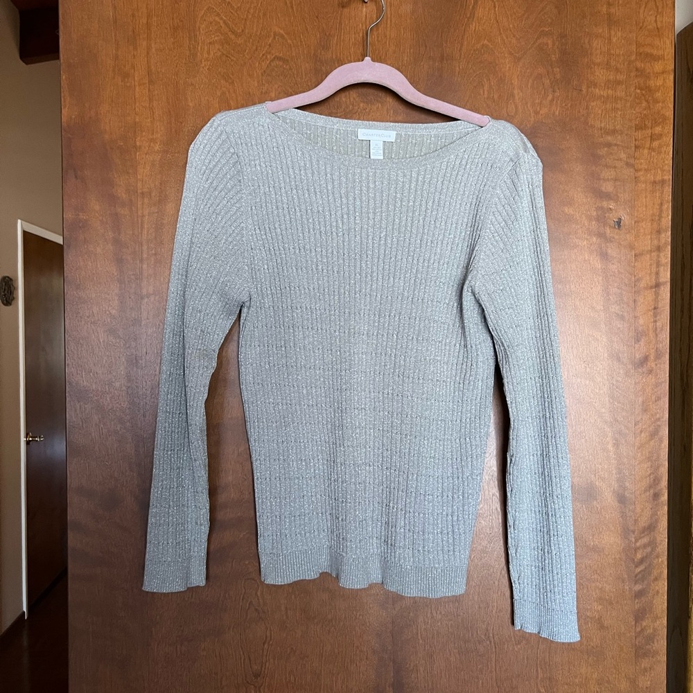 Charter Club Women's Light Gray Ribbed Sweater